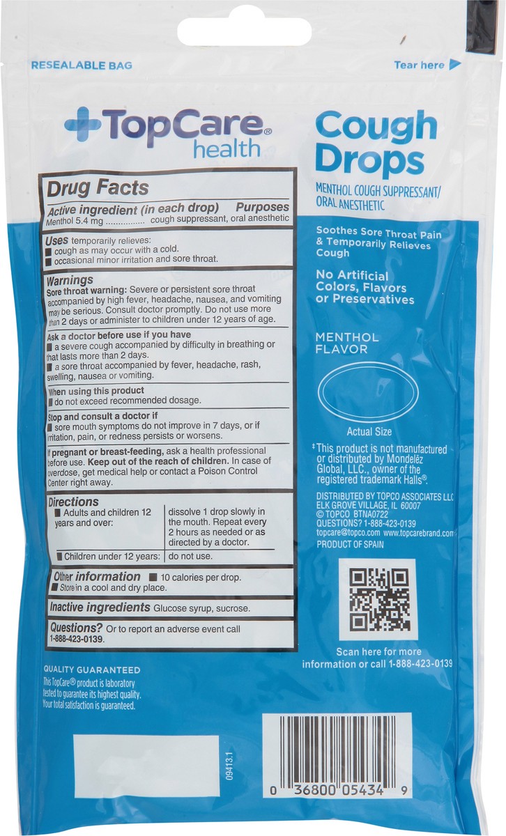 slide 8 of 10, Topcare Cough Drops Menthol, 30 ct