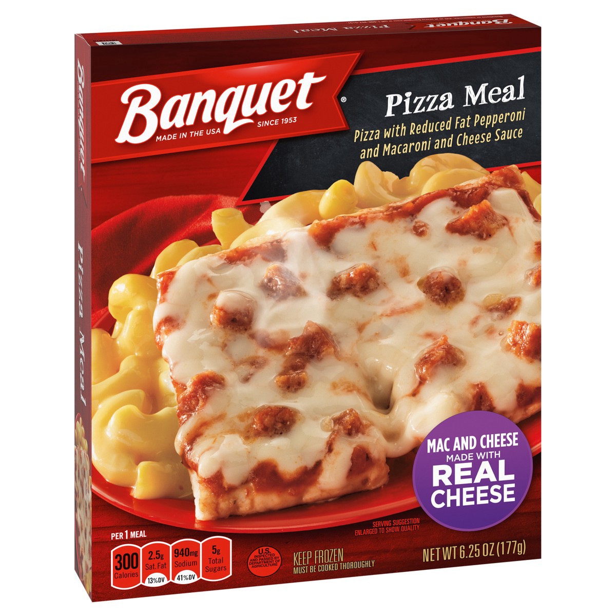 slide 5 of 17, Banquet Basic Pizza with Reduced Fat Pepperoni Frozen Single Serve Meal, 6.25 Ounce, 6.25 oz