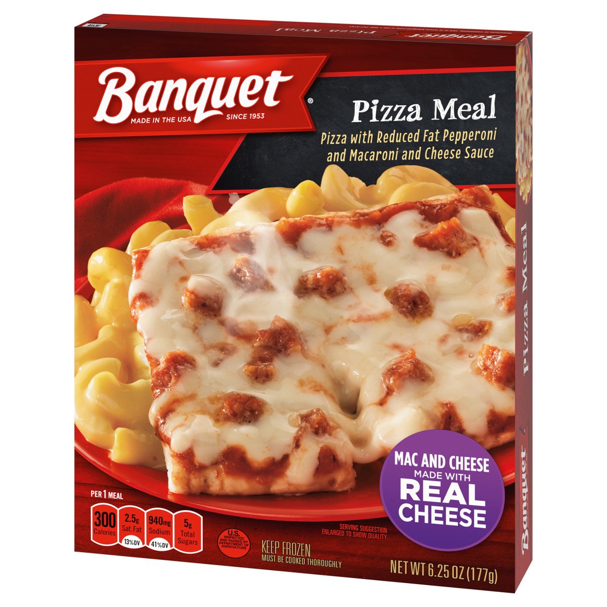 slide 3 of 17, Banquet Basic Pizza with Reduced Fat Pepperoni Frozen Single Serve Meal, 6.25 Ounce, 6.25 oz