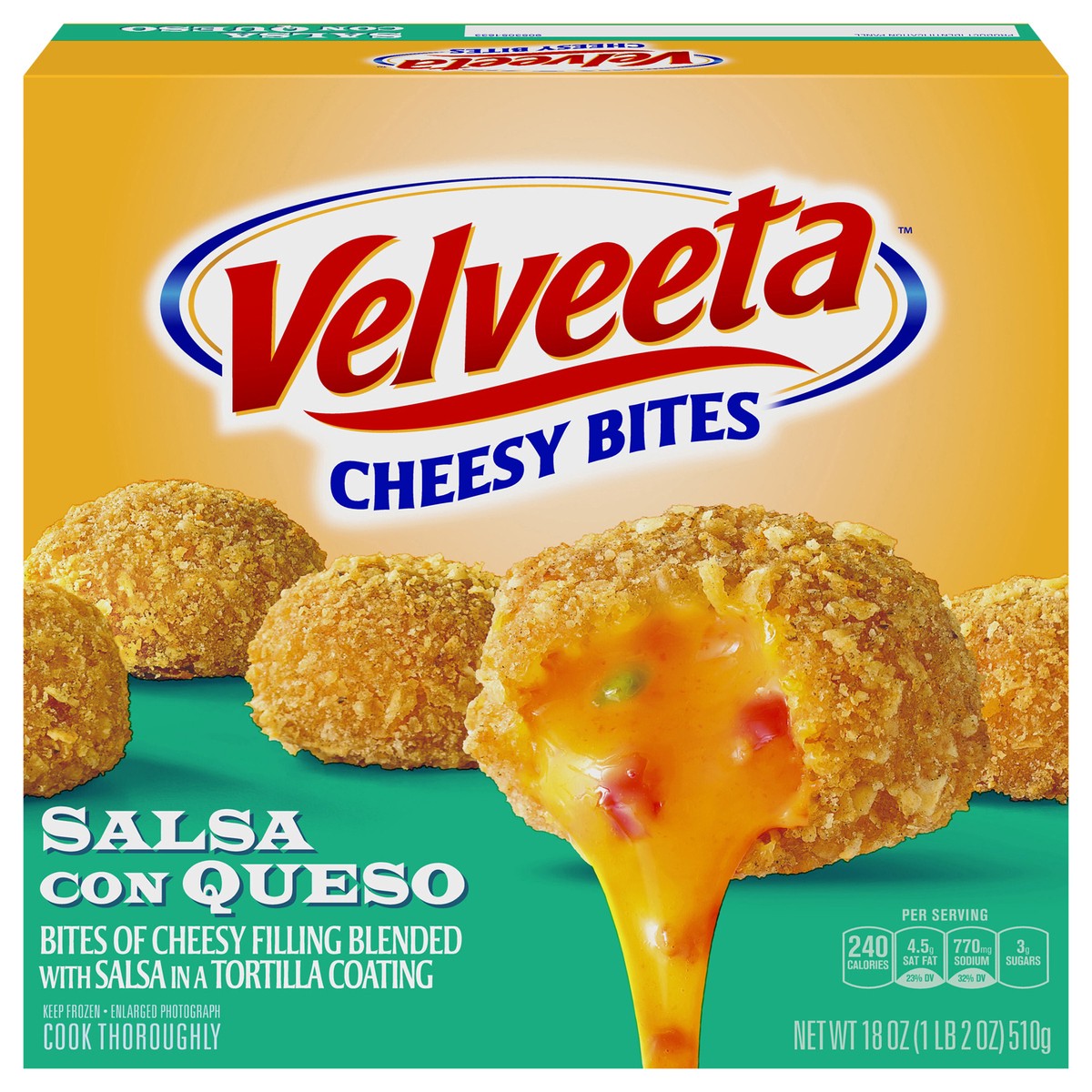 slide 3 of 13, Velveeta Salsa con Queso Cheesy Bites Frozen Snacks, 18 oz Box, 18 oz