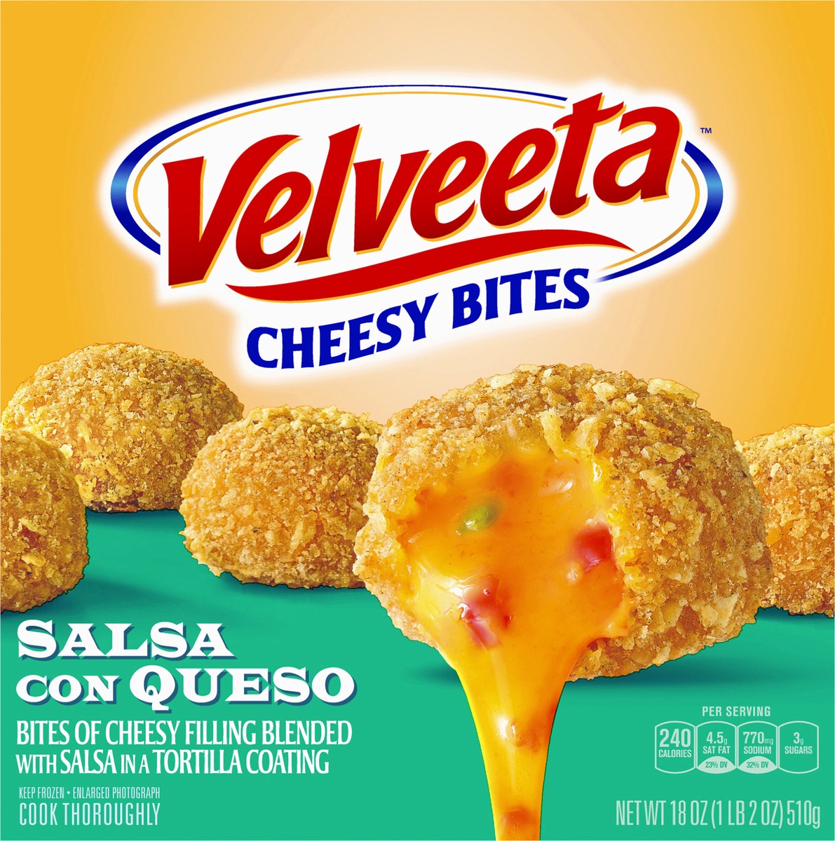 slide 13 of 13, Velveeta Salsa con Queso Cheesy Bites Frozen Snacks, 18 oz Box, 18 oz