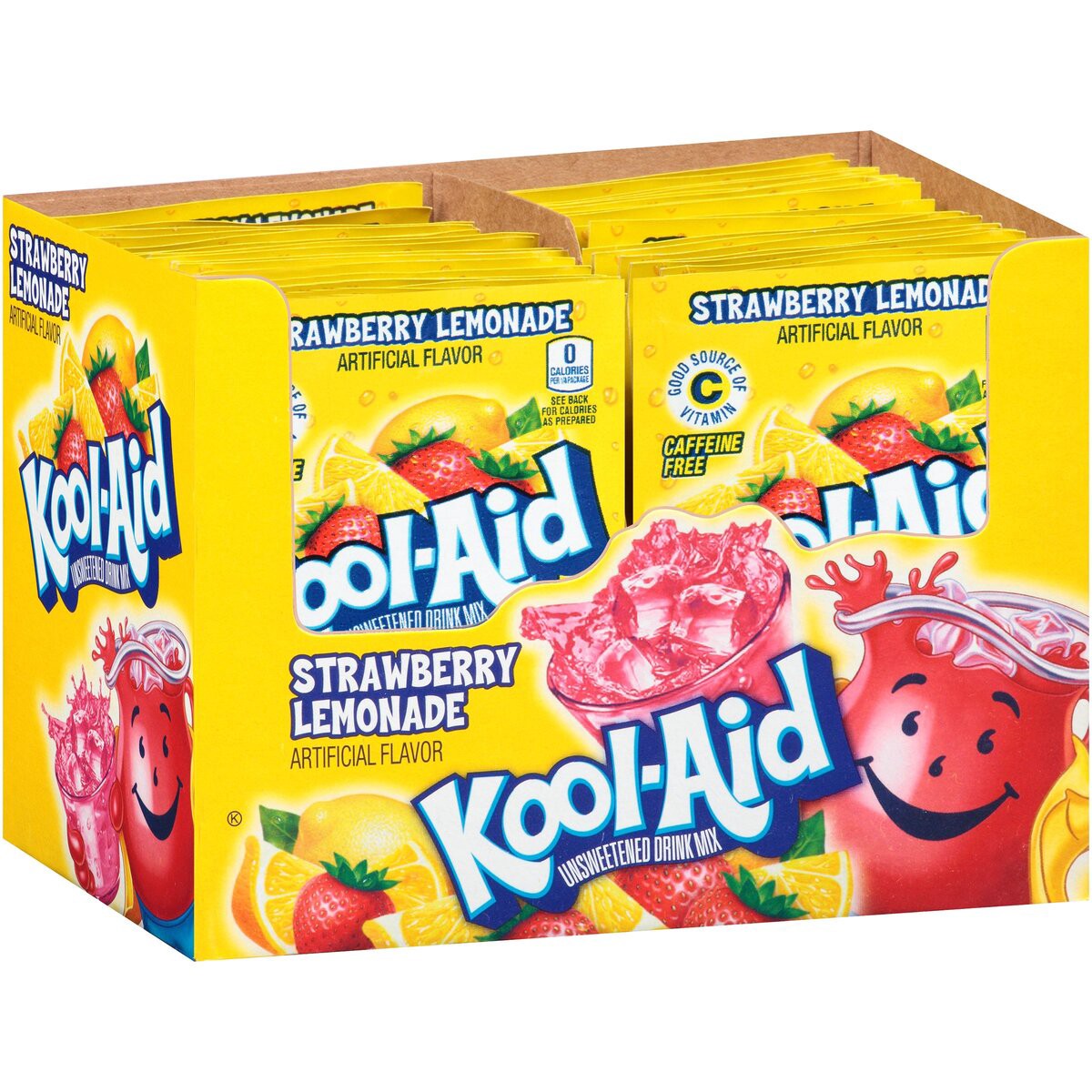 slide 4 of 4, Kool-Aid Unsweetened Strawberry Lemonade Artificially Flavored Powdered Soft Drink Mix, 0.19 oz Packet, 0.19 oz