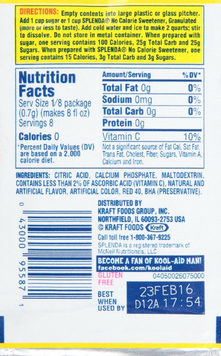 slide 3 of 4, Kool-Aid Unsweetened Strawberry Lemonade Artificially Flavored Powdered Soft Drink Mix, 0.19 oz Packet, 0.19 oz