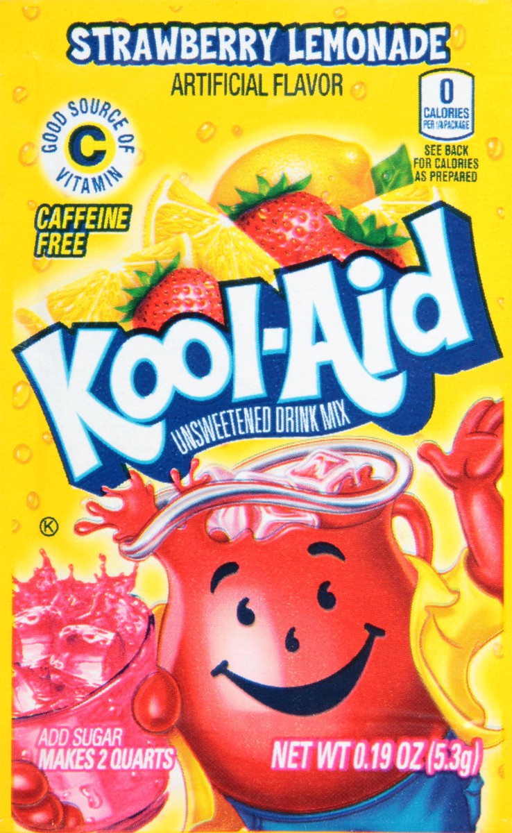 slide 2 of 4, Kool-Aid Unsweetened Strawberry Lemonade Artificially Flavored Powdered Soft Drink Mix, 0.19 oz Packet, 0.19 oz