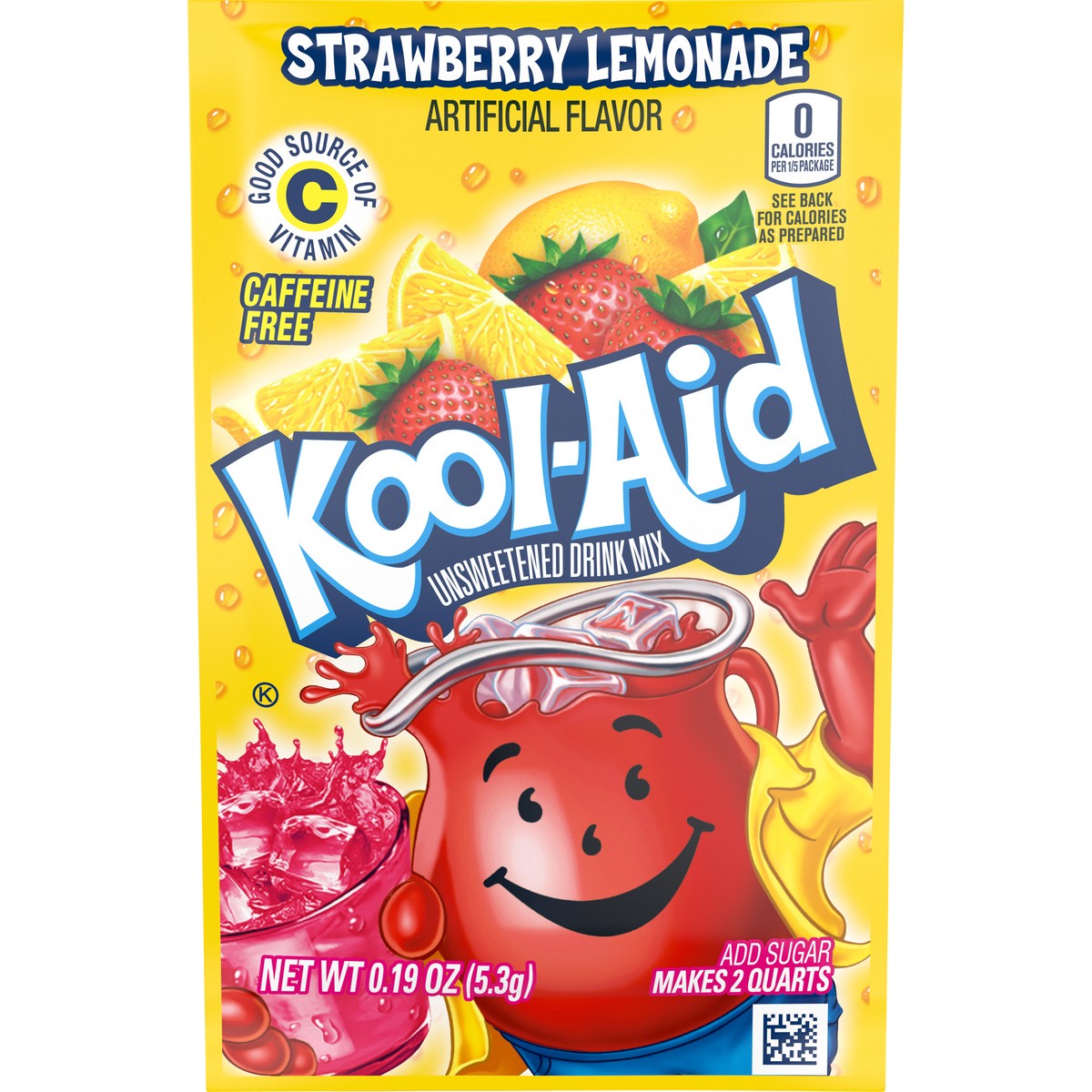 slide 1 of 4, Kool-Aid Unsweetened Strawberry Lemonade Powdered Soft Drink, 0.19 oz
