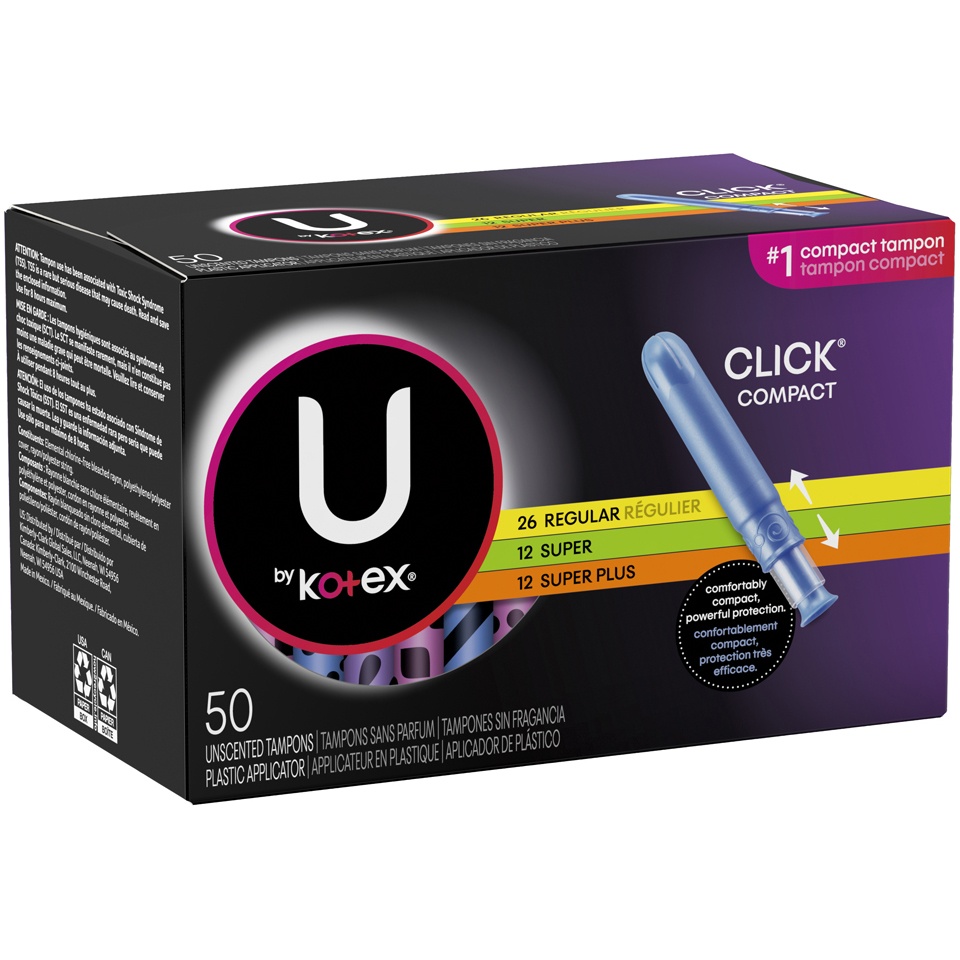 slide 2 of 3, Kotex Click Multipack Tampons - Plastic, 50 ct