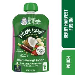 Gerber Toddler Baby Food, Berry Harvest Fusion Puree, Non-Dairy , 3.5 oz Pouch