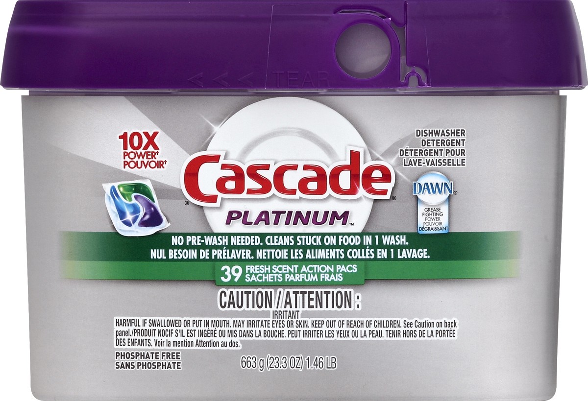 slide 1 of 6, Cascade Dishwasher Detergent 39 ea, 39 ct