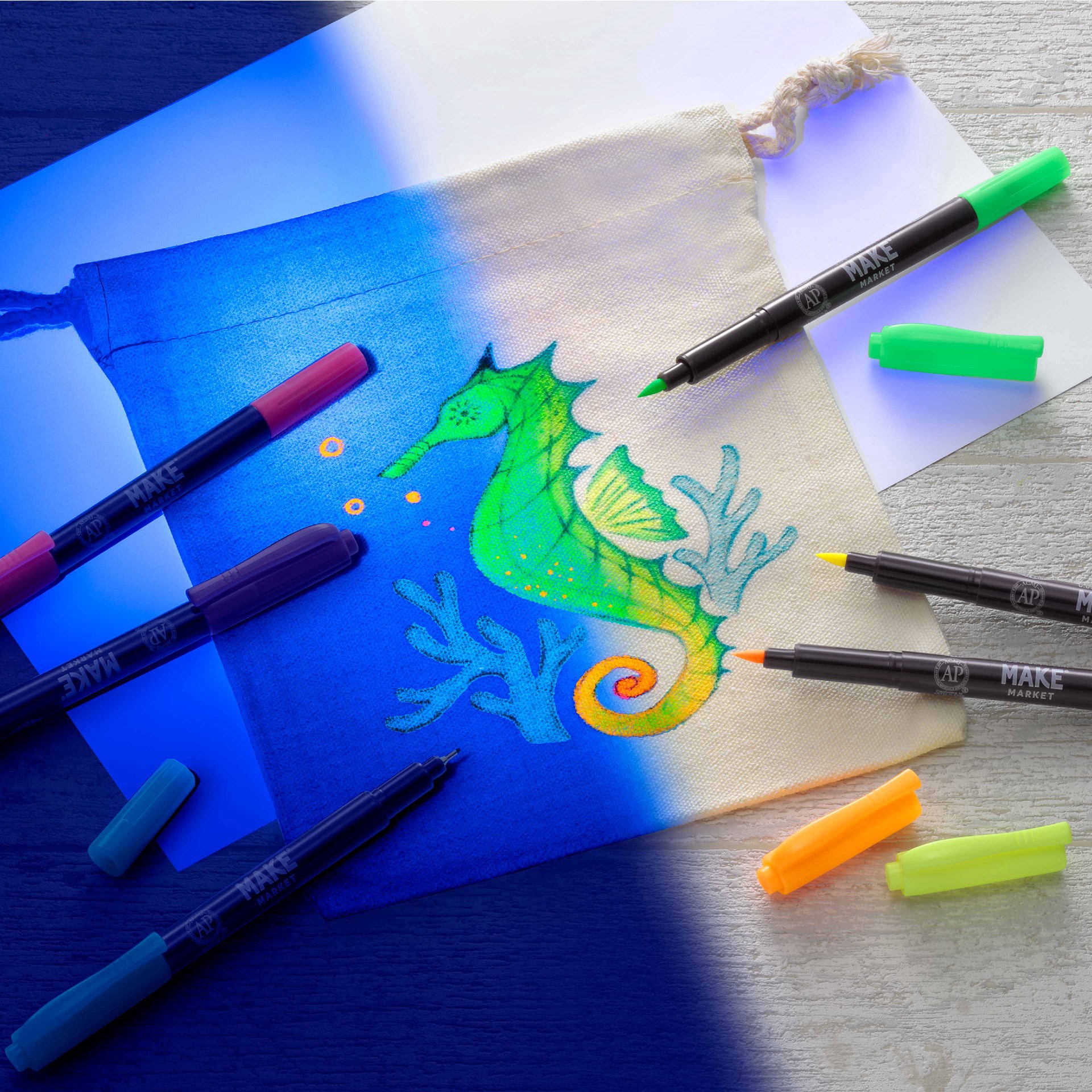 slide 3 of 4, Dual Tip Fluorescent Fabric Ink Markers By Make Market, dual tip