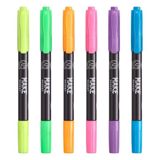 slide 1 of 4, Dual Tip Fluorescent Fabric Ink Markers By Make Market, dual tip
