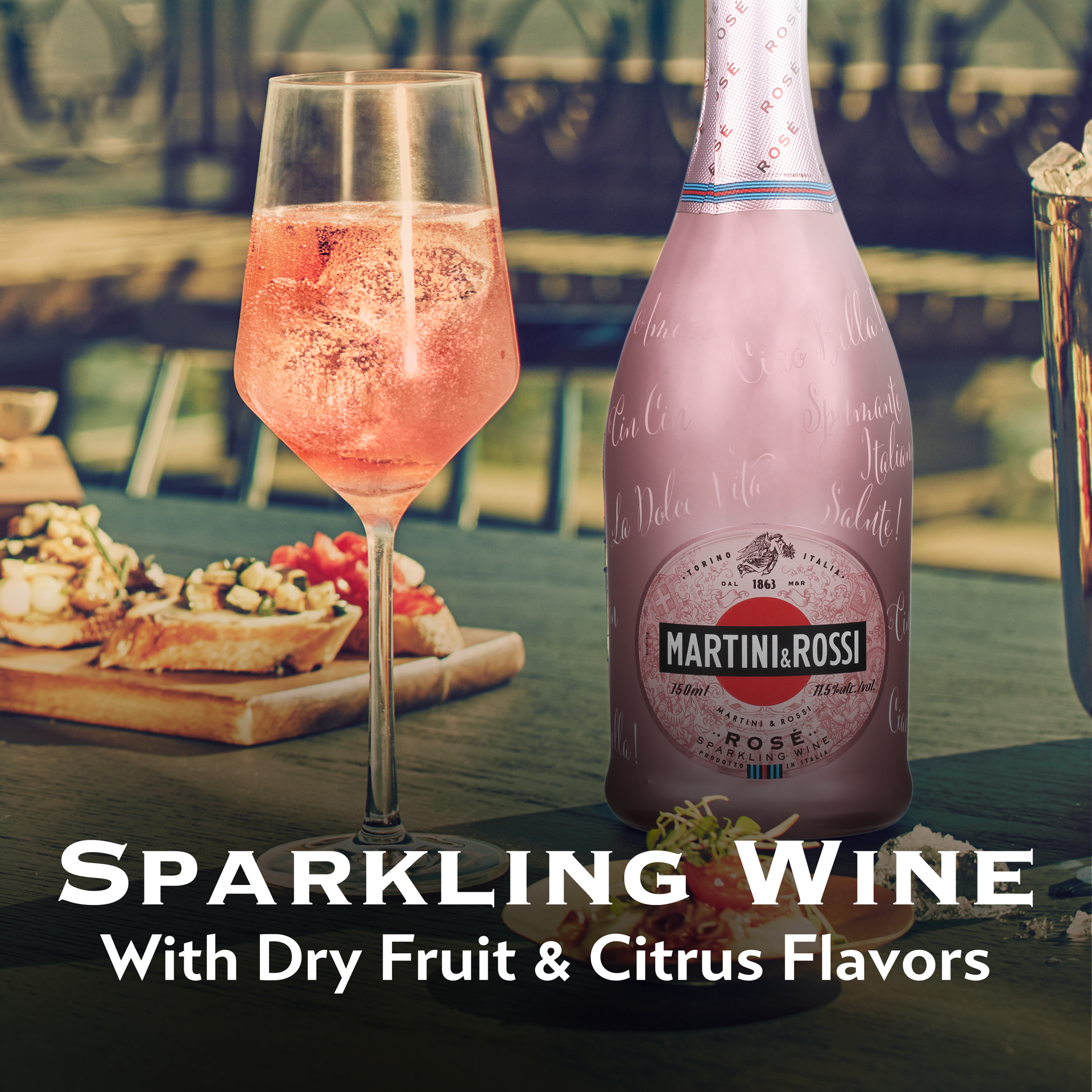 slide 3 of 5, Martini & Rossi Sparkling Rose Wine - Sparkling Wine Bottle 11.5% 75Cl/750Ml, 750 ml