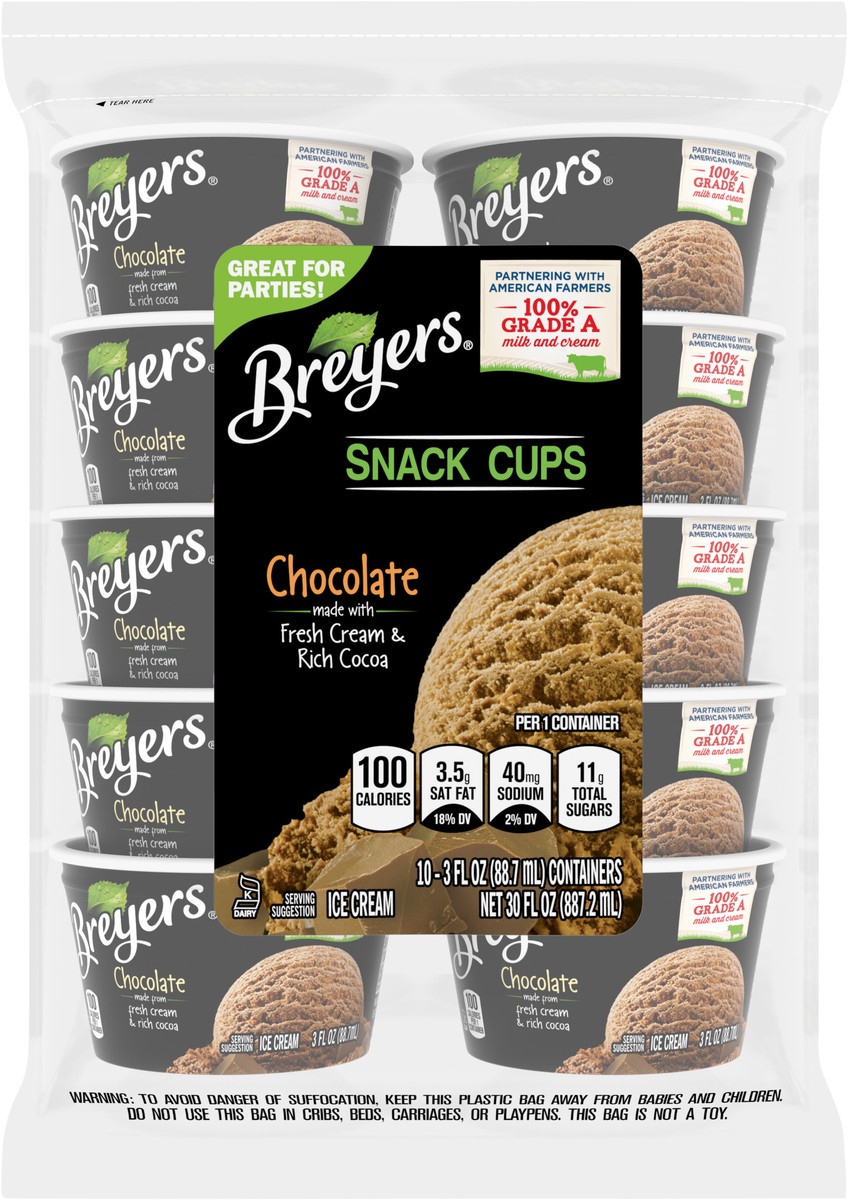 slide 3 of 3, Breyers Ice Cream Chocolate Snack Cups 3 oz, 10 ct