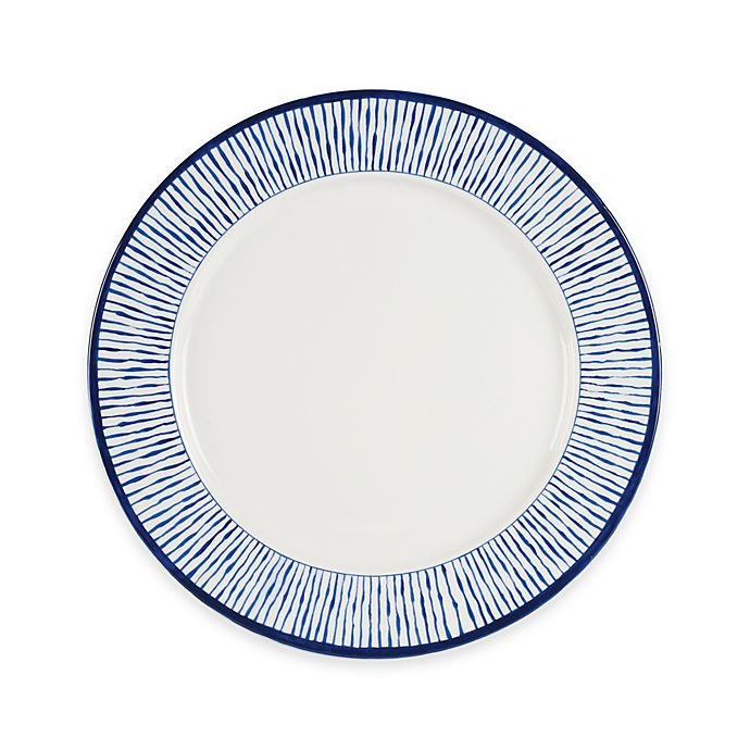 slide 1 of 1, Everyday White by Fitz and Floyd Bistro Blue Stripe Dinner Plate, 1 ct