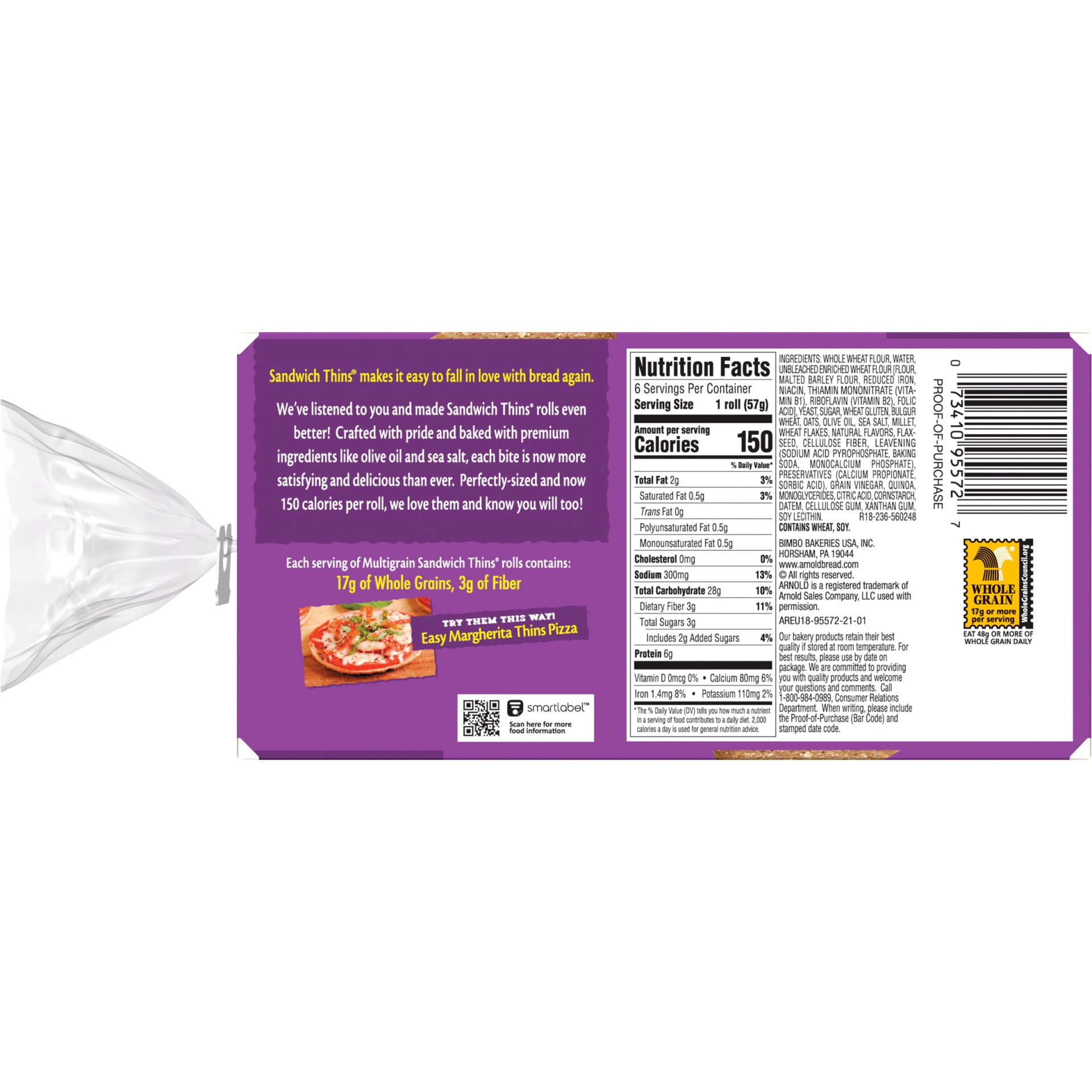 slide 2 of 8, Arnold Multigrain Rolls, 6 count, 12 oz, 6 ct