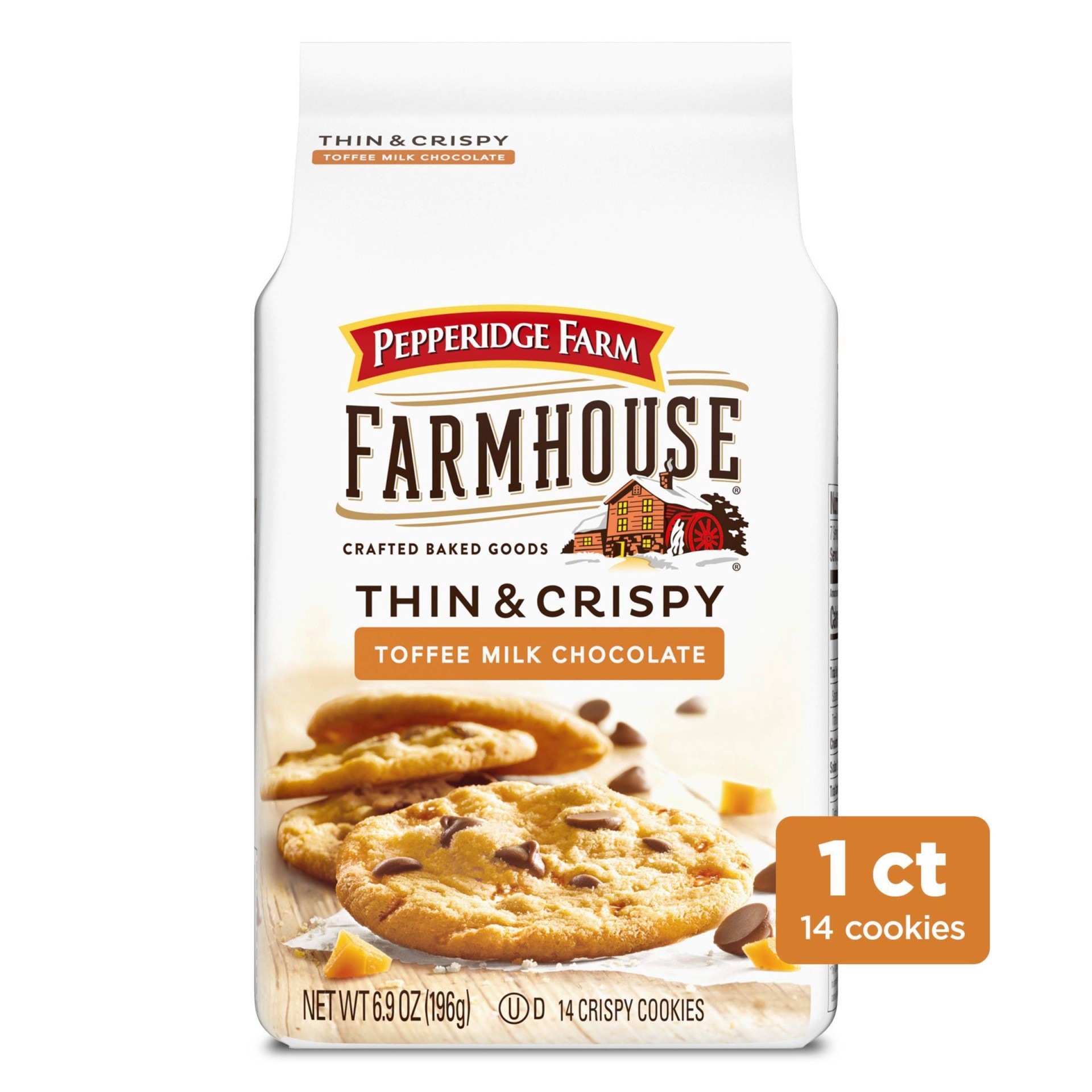 slide 1 of 5, Pepperidge Farm Farmhouse Thin & Crispy Toffee Milk Chocolate Cookies - 6.9oz, 6.9 oz