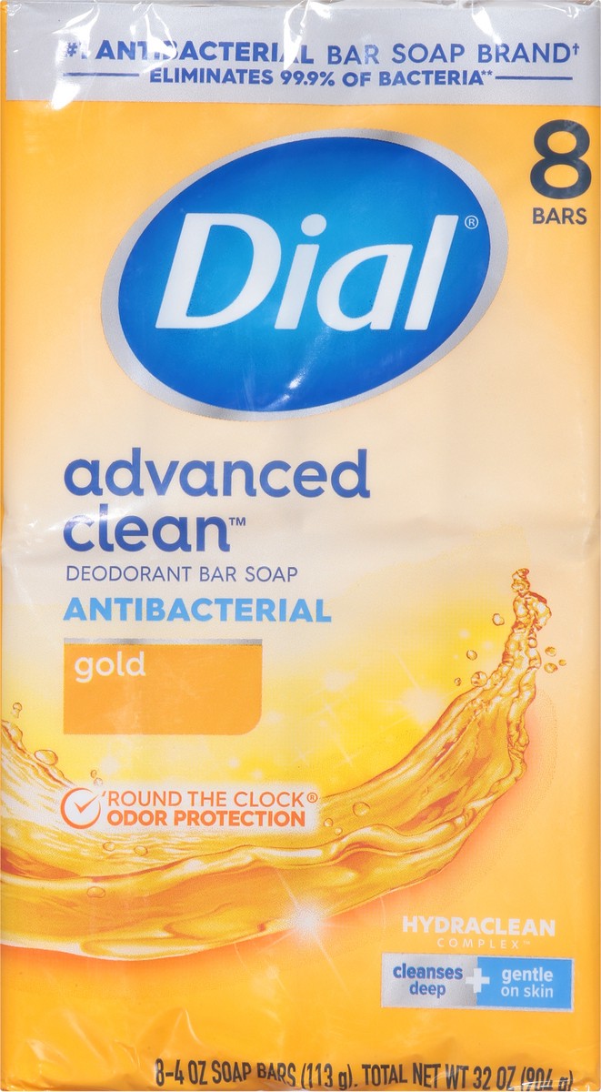 slide 8 of 9, Dial Advanced Clean Antibacterial Gold Deodorant Bar Soap 8 - 4 oz Bars, 8 ct; 4 oz