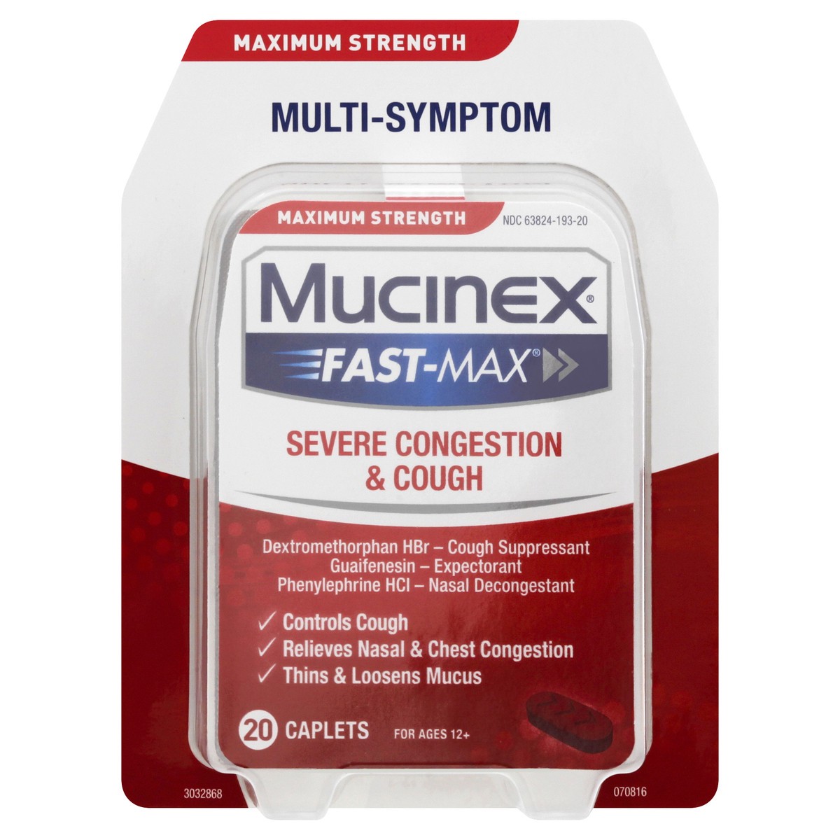 slide 1 of 9, Mucinex Fast-Max Maximum Strength Multi-Symptom Caplets Severe Congestion & Cough 20 ea, 20 ct