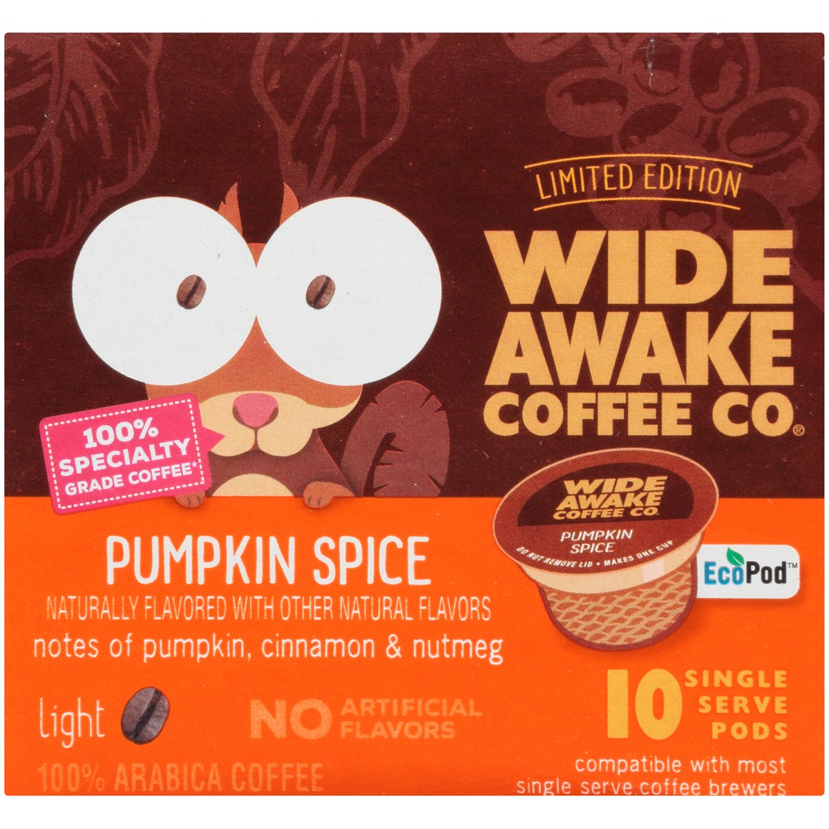 slide 2 of 9, Wide Awake Coffee Co. Light Roast Pumpkin Spice 100% Arabica Coffee Single Serve Pods - 3.59 oz, 3.59 oz