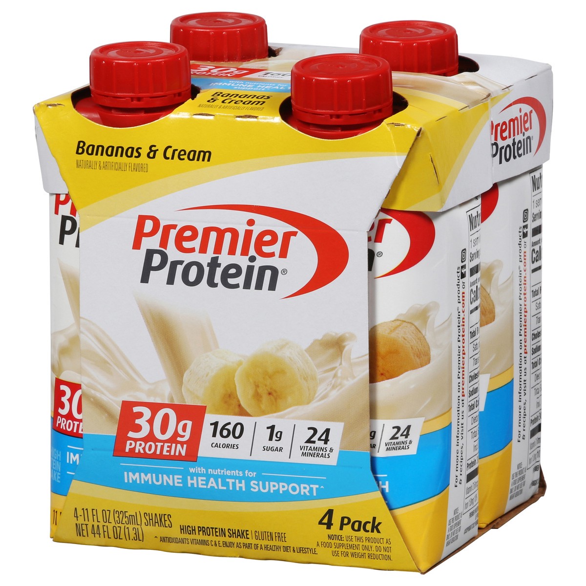 slide 3 of 9, Premier Protein 4 Pack Bananas & Cream High Protein Shake 4 - 11 fl oz Shakes, 4 ct; 11 fl oz
