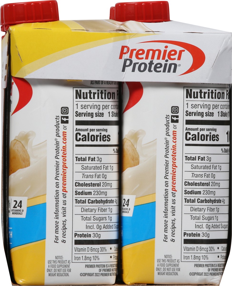 slide 8 of 9, Premier Protein 4 Pack Bananas & Cream High Protein Shake 4 - 11 fl oz Shakes, 4 ct; 11 fl oz