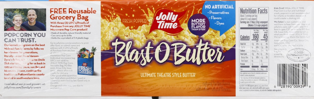 slide 12 of 13, Jolly Time 24 Pack Ultimate Theatre Style Butter Blast O Butter Microwave Popcorn 24 ea, 24 ct