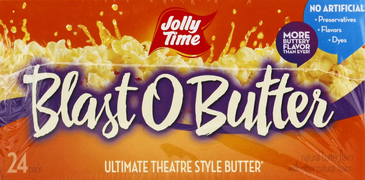 slide 2 of 13, Jolly Time 24 Pack Ultimate Theatre Style Butter Blast O Butter Microwave Popcorn 24 ea, 24 ct