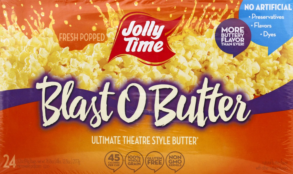 slide 7 of 13, Jolly Time 24 Pack Ultimate Theatre Style Butter Blast O Butter Microwave Popcorn 24 ea, 24 ct