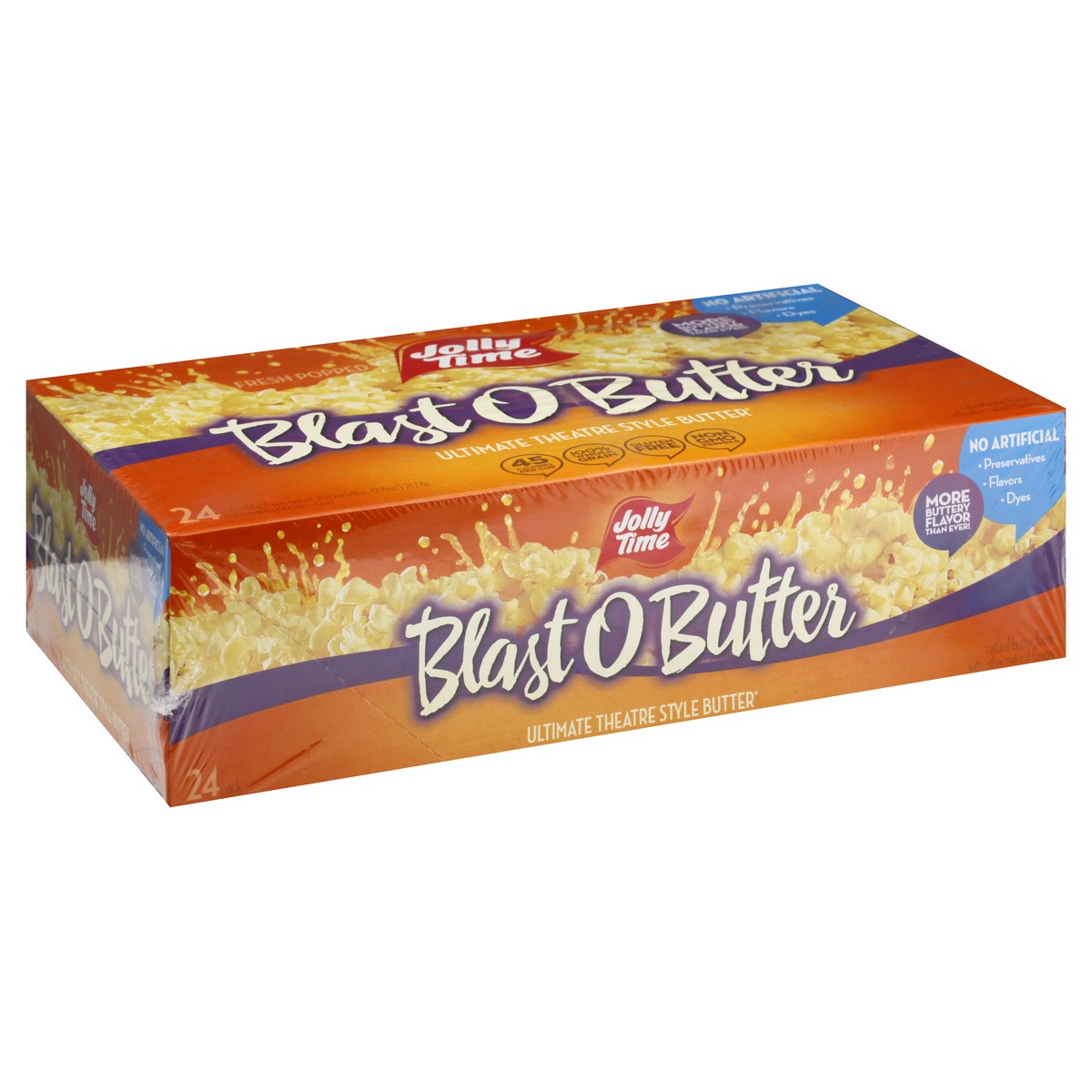 slide 5 of 13, Jolly Time 24 Pack Ultimate Theatre Style Butter Blast O Butter Microwave Popcorn 24 ea, 24 ct