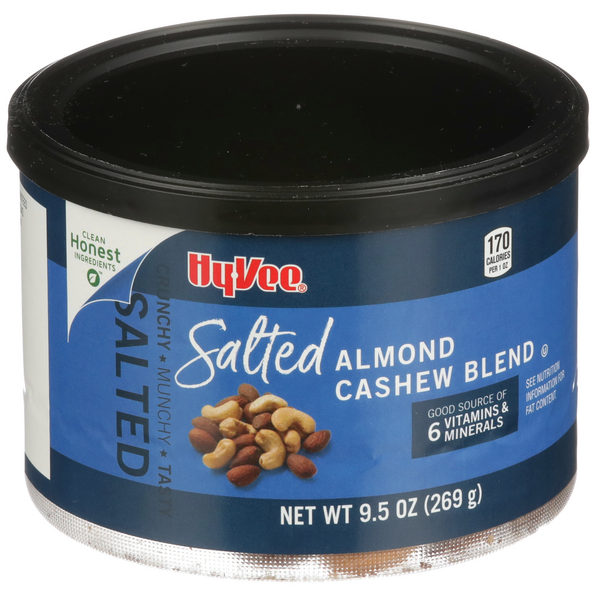 slide 1 of 1, Hy-vee Salted Almond Cashew Blend, 9.5 oz