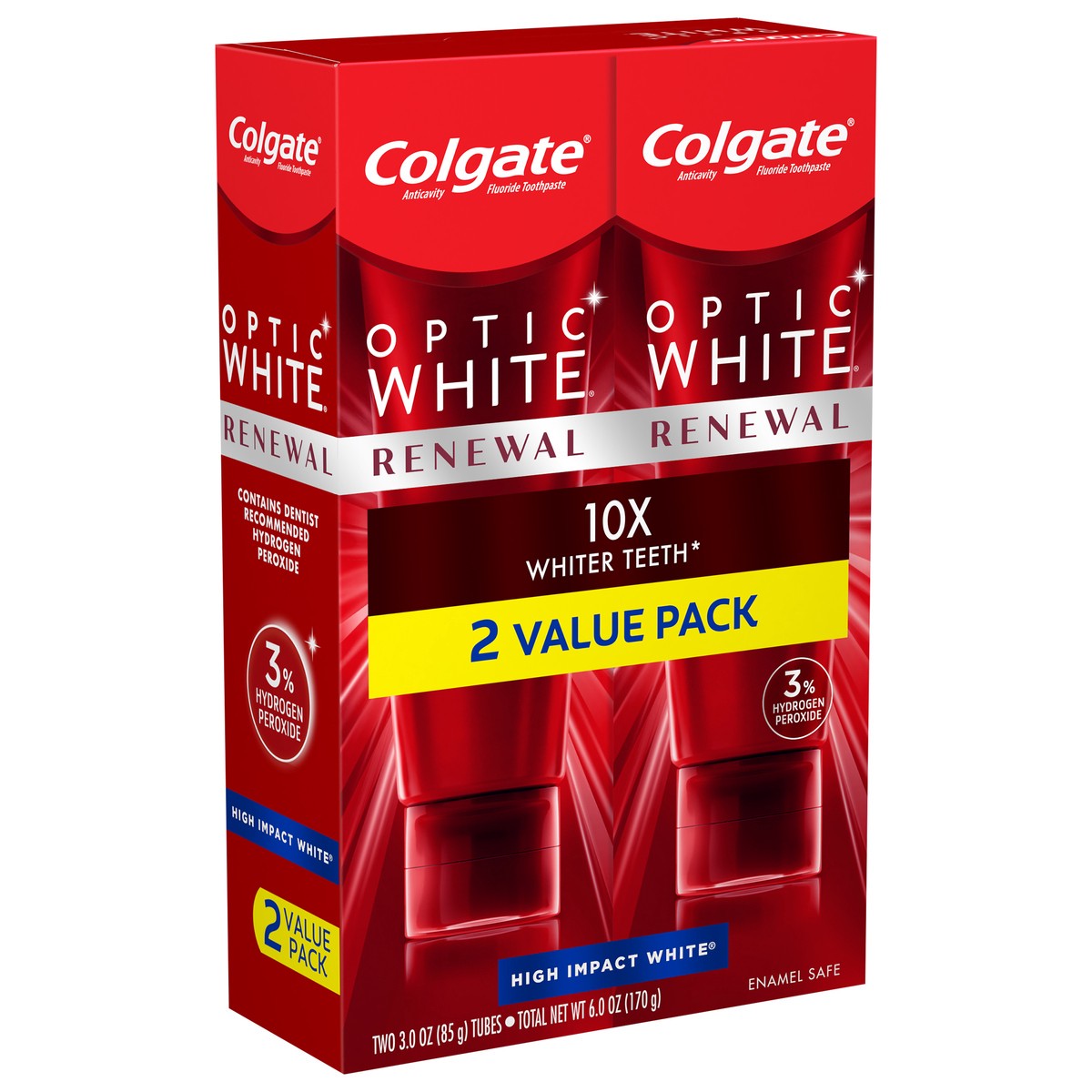 slide 5 of 8, Colgate Optic White Renewal High Impact White Teeth Whitening Toothpaste, 2 ct; 3 oz