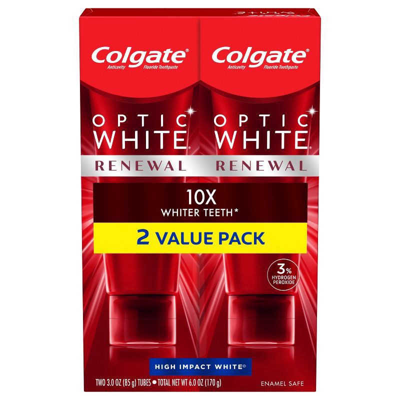 slide 1 of 8, Colgate Optic White Renewal High Impact White Teeth Whitening Toothpaste, 2 ct; 3 oz