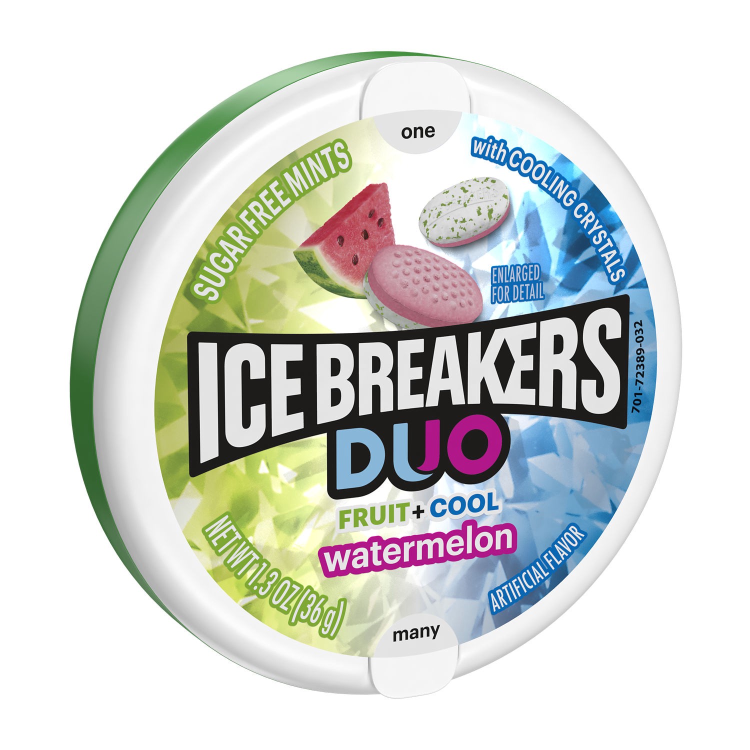 slide 1 of 10, Ice Breakers Duo Fruit Plus Cool Watermelon Sugar Free Mints Tin, 1.3 oz, 1.3 oz