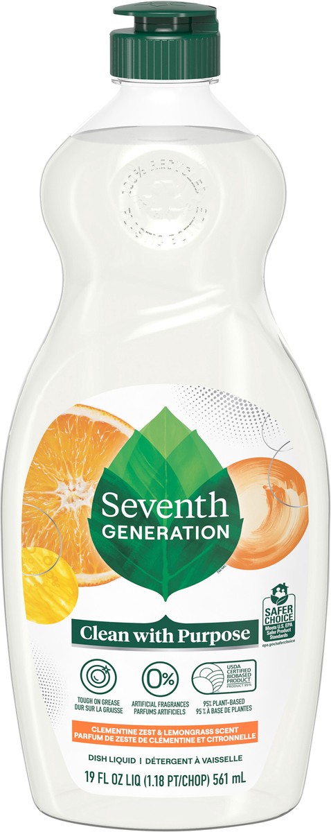 slide 5 of 6, Seventh Generation Dish Liquid Soap Clementine Zest Lemongrass, 19 oz, 19 oz