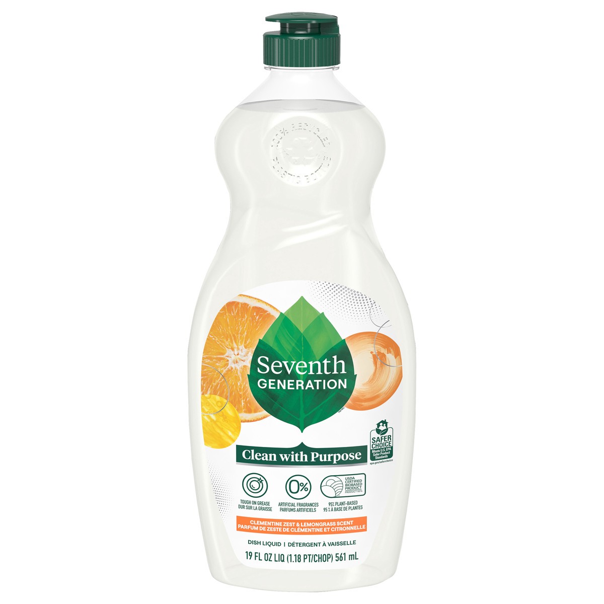 slide 2 of 6, Seventh Generation Dish Liquid Soap Clementine Zest Lemongrass, 19 oz, 19 oz