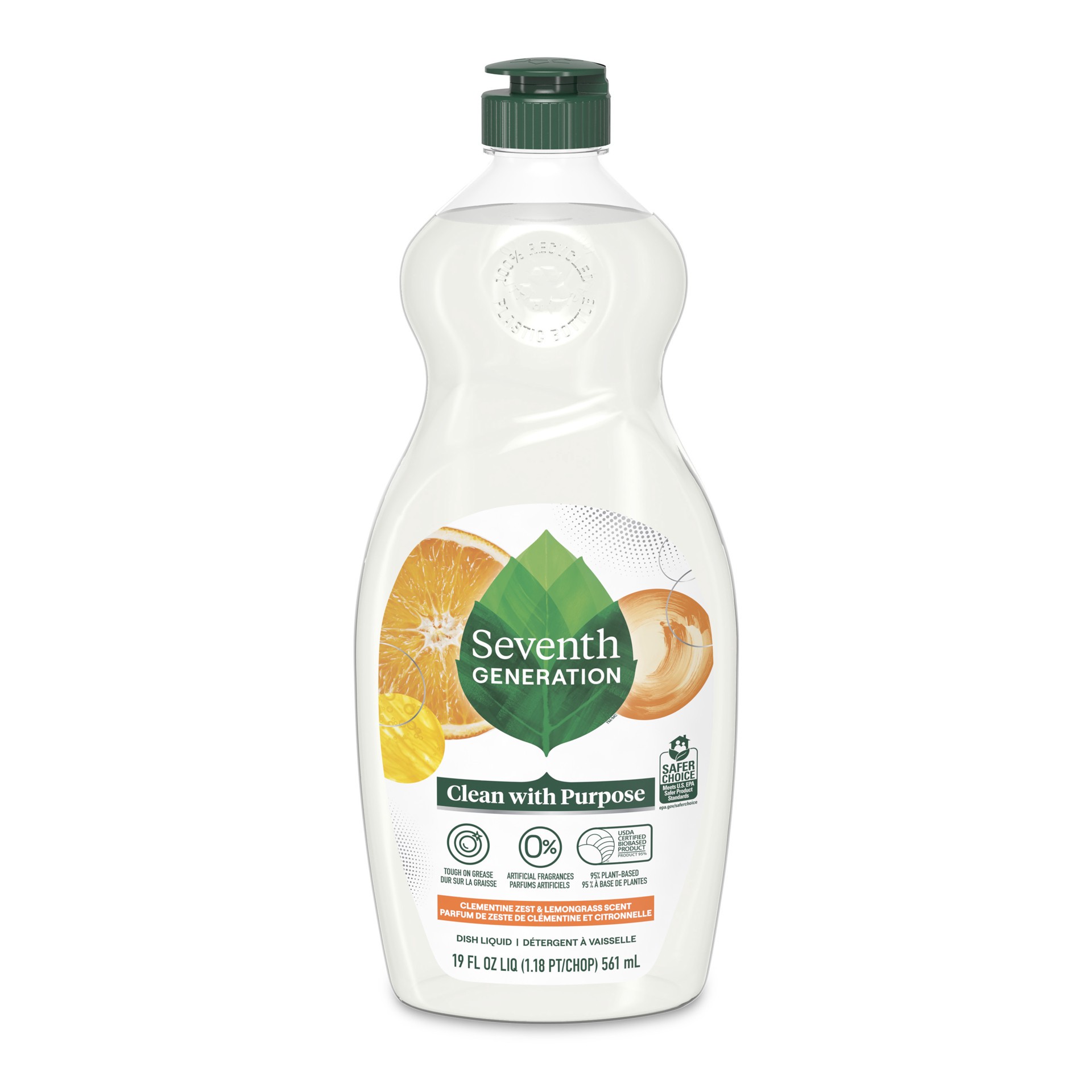 slide 1 of 6, Seventh Generation Dish Liquid Soap Clementine Zest Lemongrass, 19 oz, 19 oz