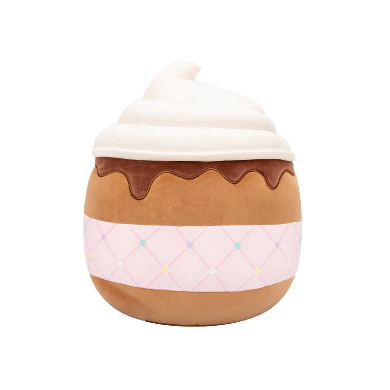 slide 9 of 11, Squishmallows 12" Allegra Winking Chocolate Frappe with Pink Quilted Sleeve, 12 in