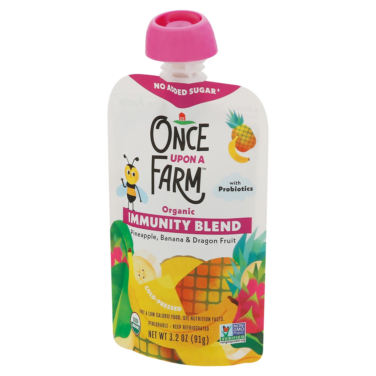 slide 6 of 9, Once Upon a Farm Organic Pineapple, Banana & Dragon Fruit Immunity Blend 3.2 oz, 3.2 oz
