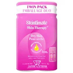 Skintimate Skin Therapy Dry Skin Moisturizing Women's Shave Gel With Lanolin And Vitamin E Twinpack - 14 oz