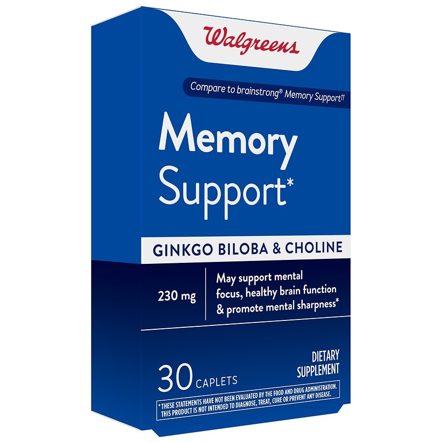 slide 1 of 1, Walgreens Memory Support Supplement Ginko Biloba & Choline Caplets, 30 ct