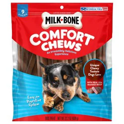 Milk-Bone Comfort Chews with Unique Chewy Texture and Real Beef, 22.2 oz Bag of 9 Chews