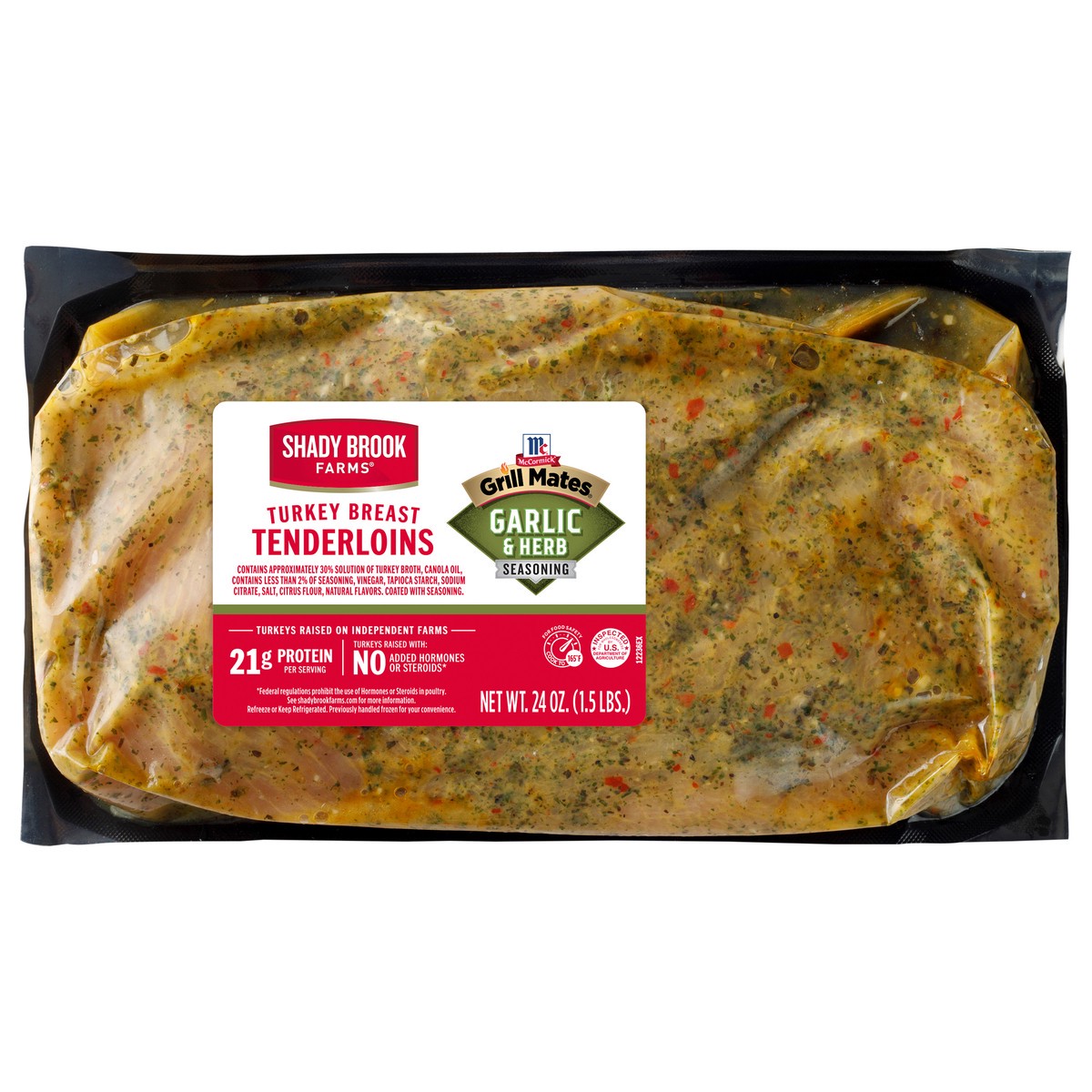 slide 1 of 7, Shady Brook Farms McCormick Grill Mates Garlic & Herb Seasoning Turkey Breast Tenderloins, 1.5 lb, 24 oz