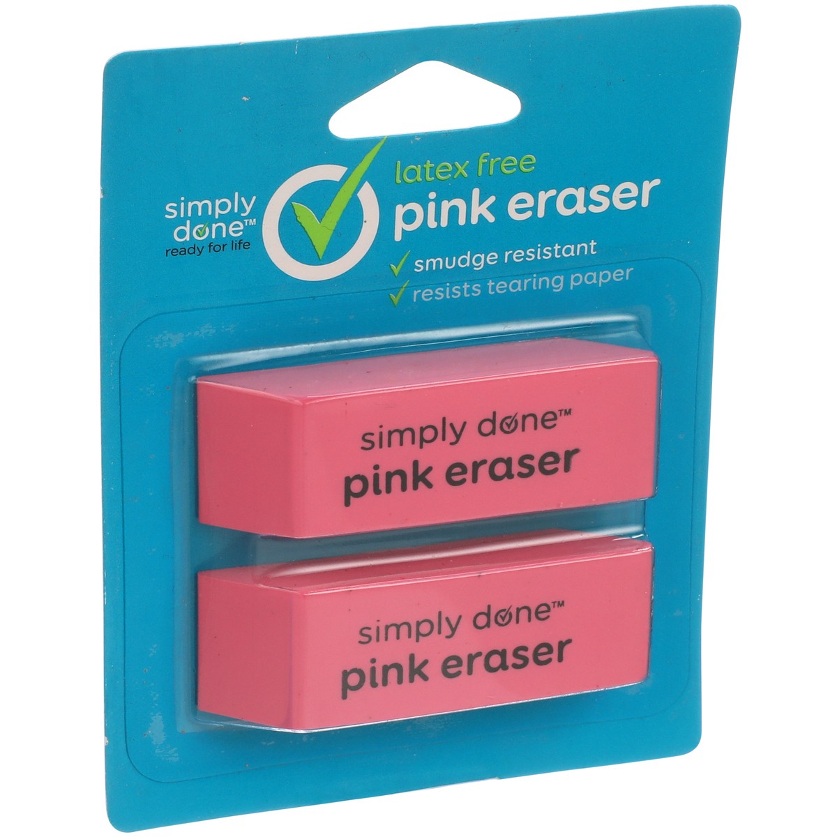 slide 8 of 8, Simply Done Latex Free Pink Eraser, 2 ct