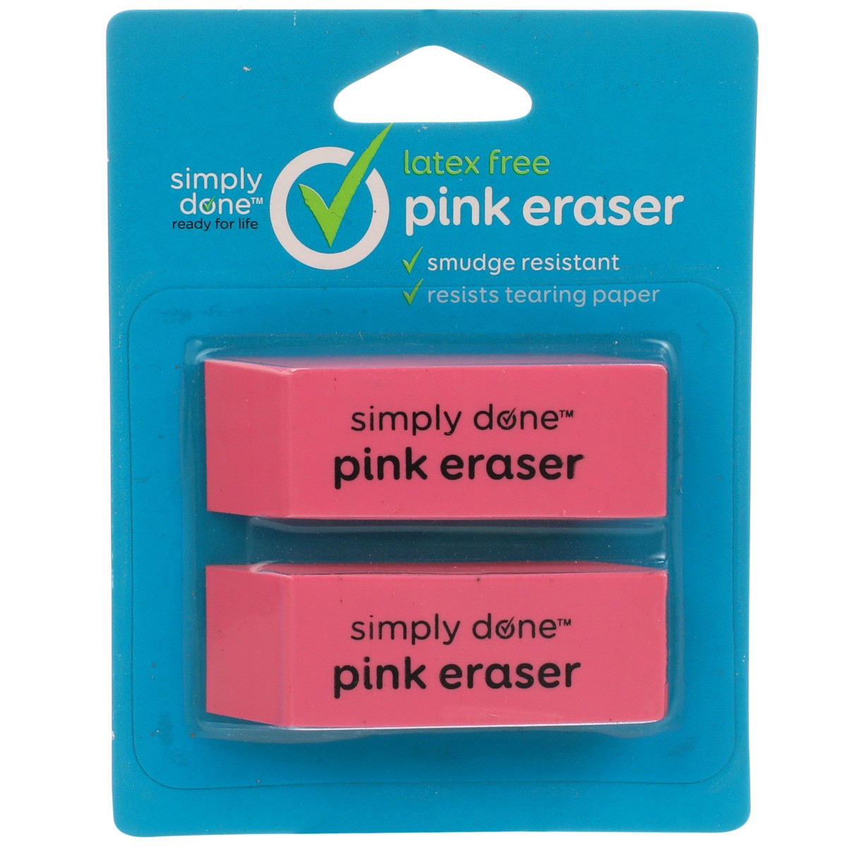 slide 7 of 8, Simply Done Latex Free Pink Eraser, 2 ct