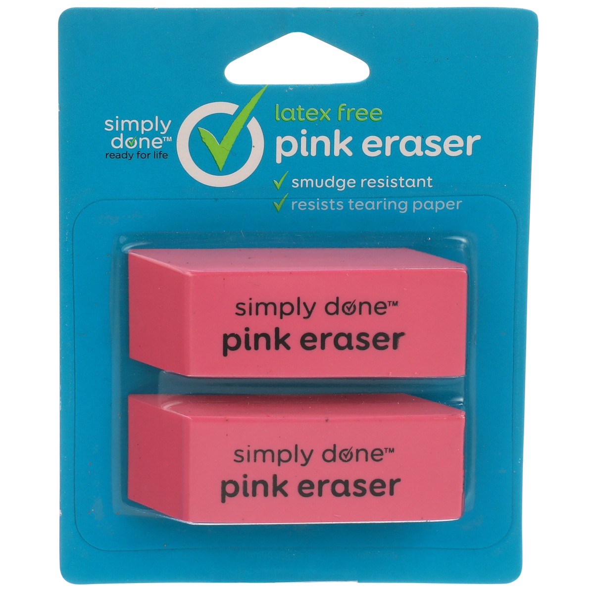 slide 1 of 8, Simply Done Latex Free Pink Eraser, 2 ct