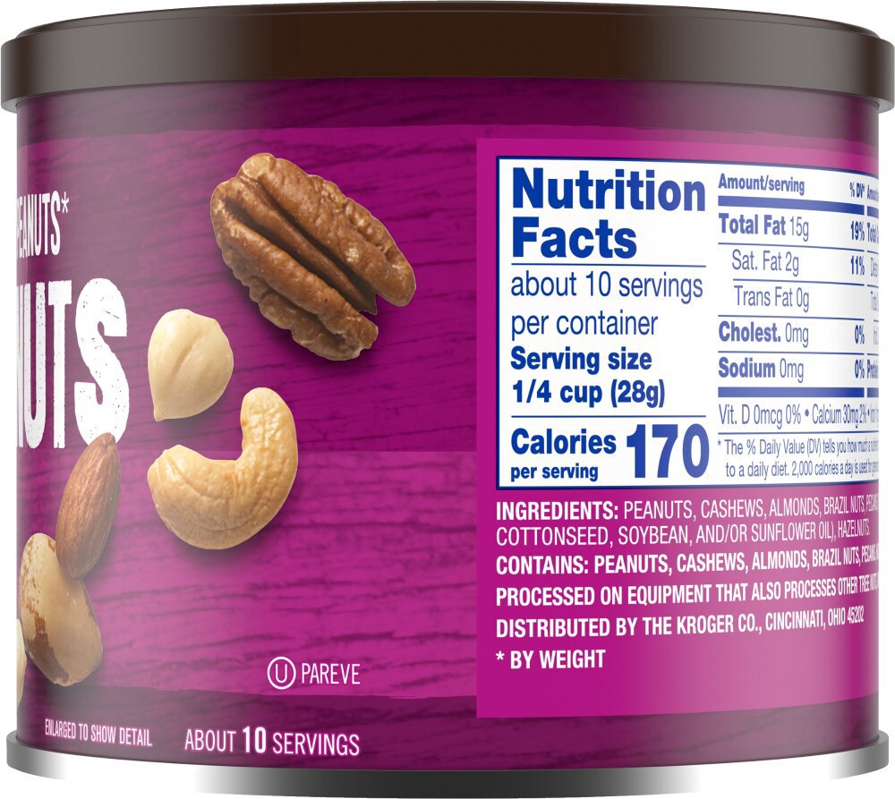 slide 3 of 4, Kroger Unsalted Mixed Nuts, 10.3 oz