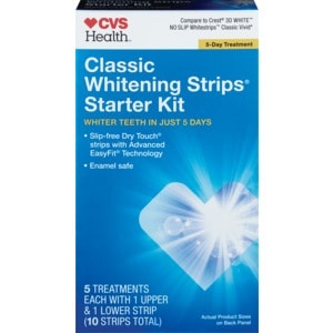 slide 1 of 1, CVS Health Classic Teeth Whitening Strips Starter Kit, 5-Day Treatment, 10 ct