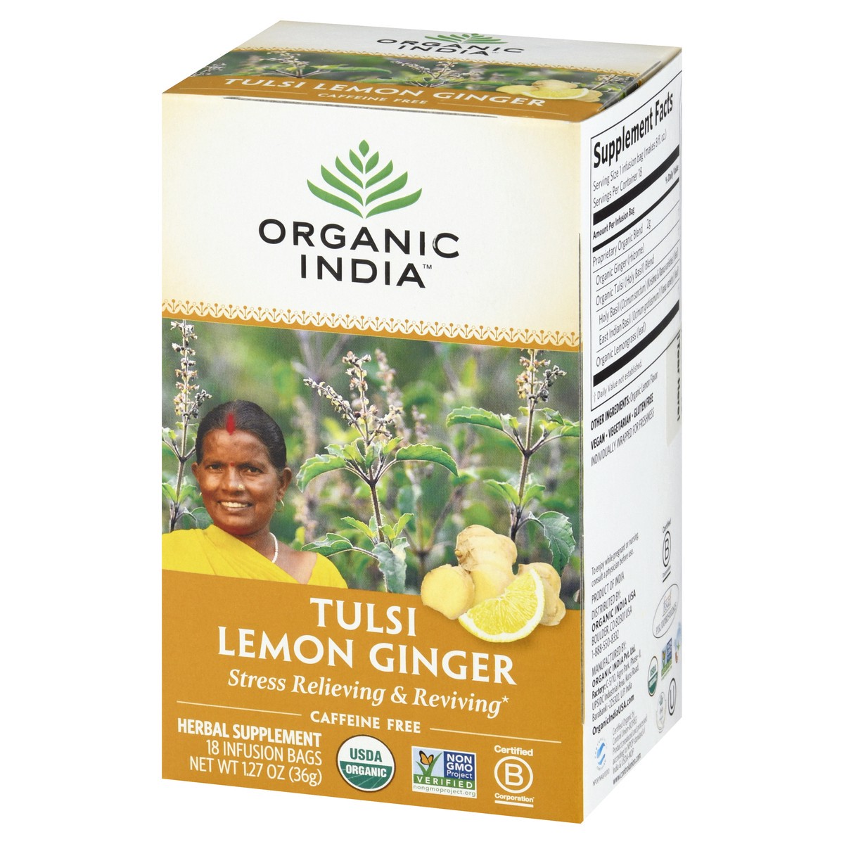 slide 11 of 13, Organic India Tulsi Lemon Ginger Caffeine Free Tea - 18 ct, 18 ct