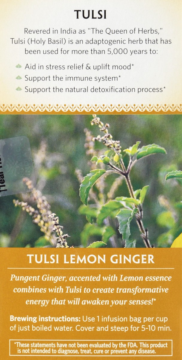 slide 9 of 13, Organic India Tulsi Lemon Ginger Caffeine Free Tea - 18 ct, 18 ct