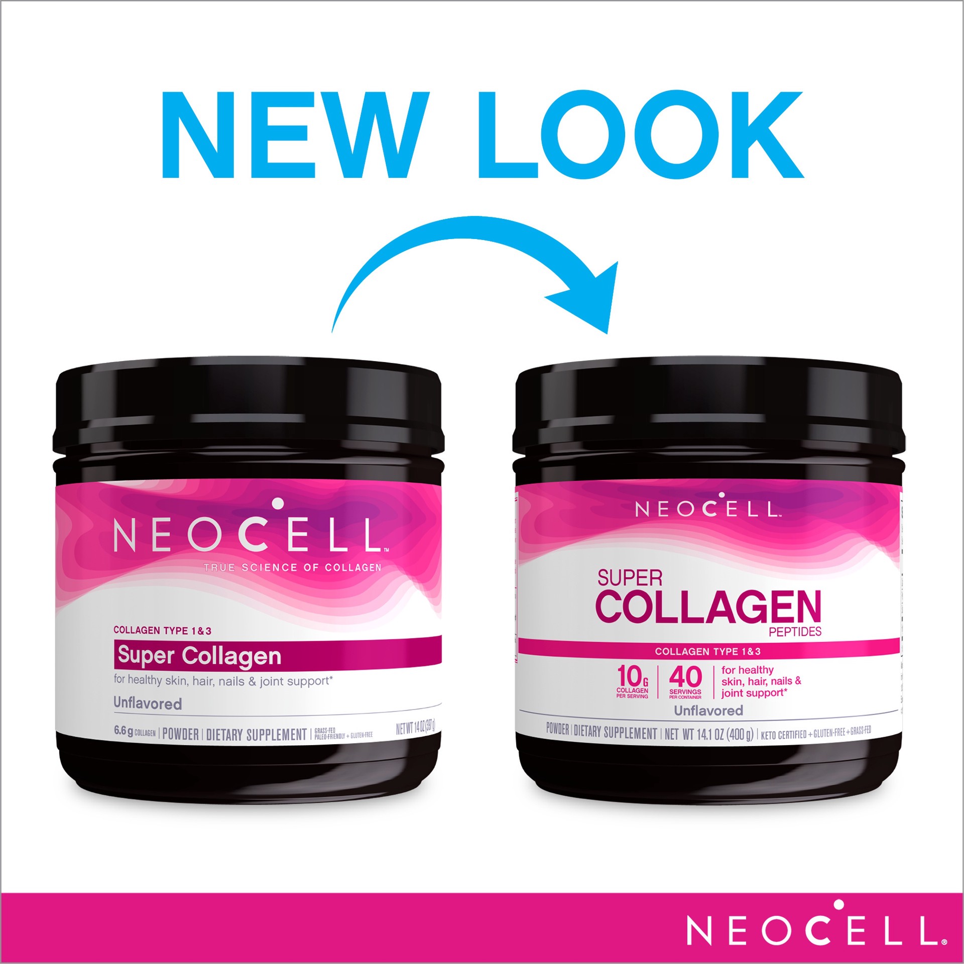 slide 5 of 5, NeoCell Super Collagen Peptides, Unflavored, Powder, 14.1 oz., 1 Canister, 14 oz