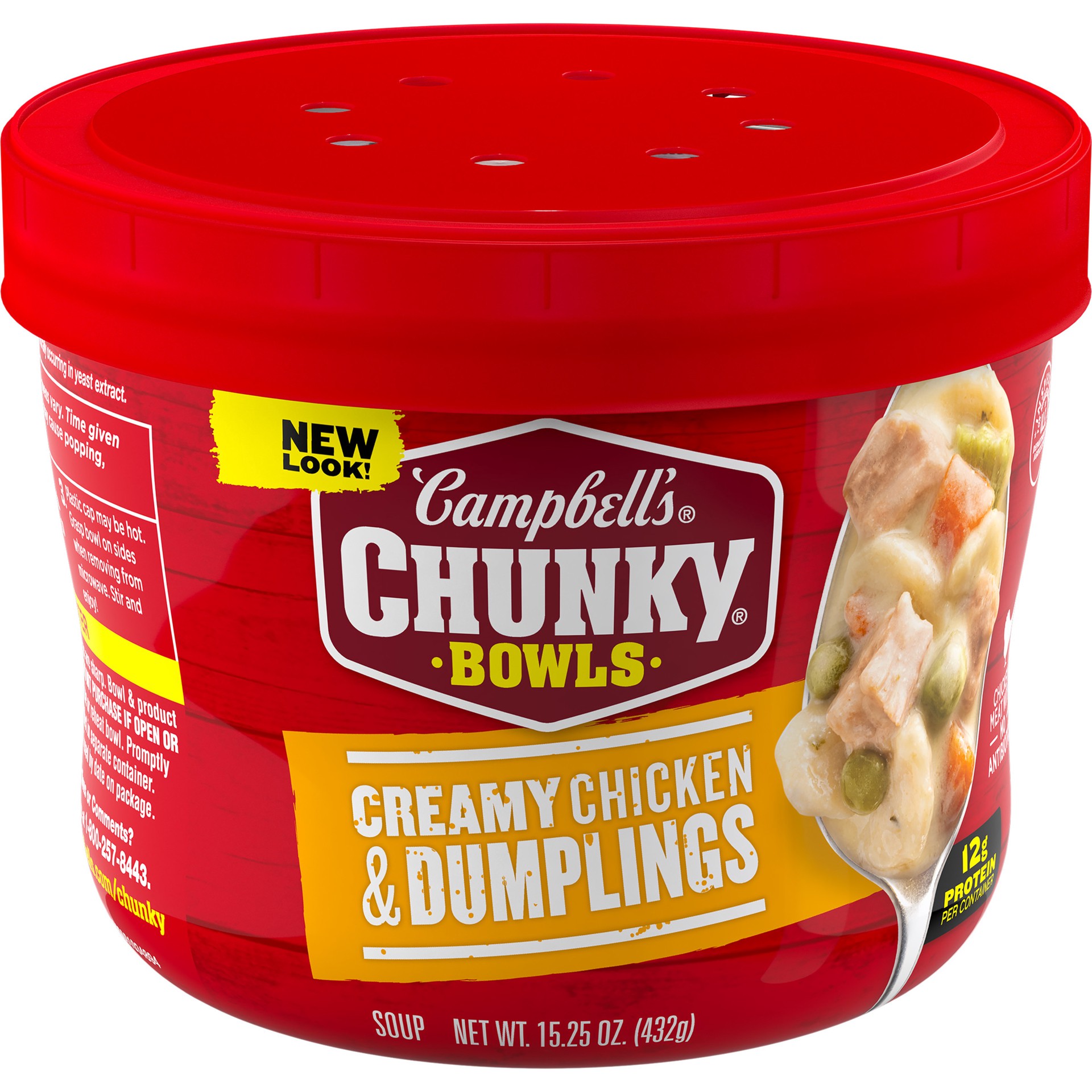 slide 1 of 9, Campbell's Chunky Chicken & Dumplings Soup Microwaveable Bowl, 15.25 oz